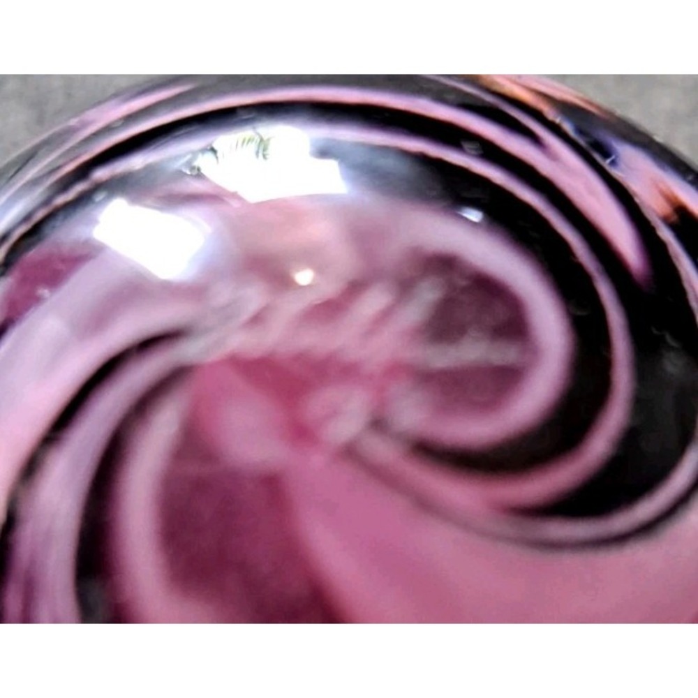 Signed Artist Handmade Art Glass Marble Pink Purple Black Swirl Dated 2003 1.73" - Picture 5 of 14